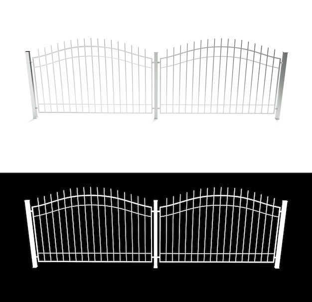 3d render of metal fence with alpha channel