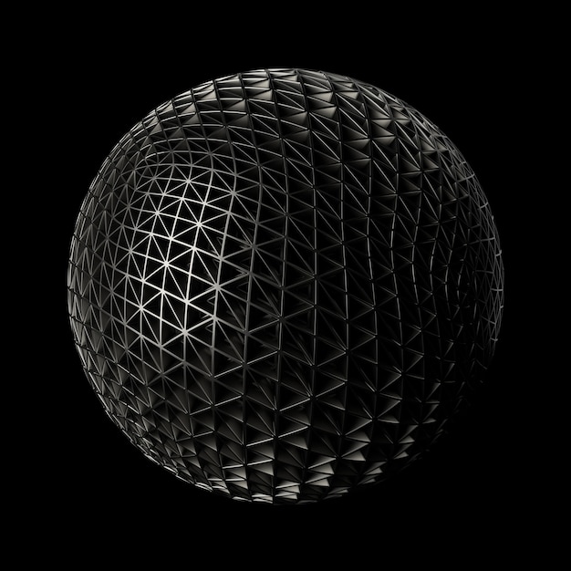 3d render metall background. Displacement surface. Random patterns extruded from the sphere shape.