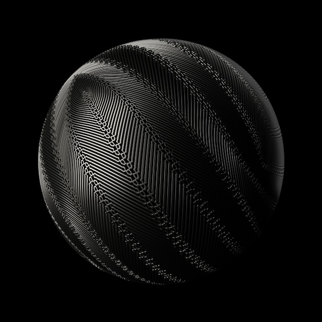 3d render metall background. Displacement surface. Random patterns extruded from the sphere shape.