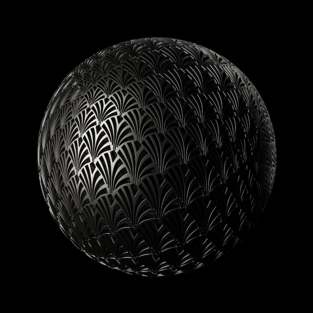 3d render metall background. Displacement surface. Random patterns extruded from the sphere shape.