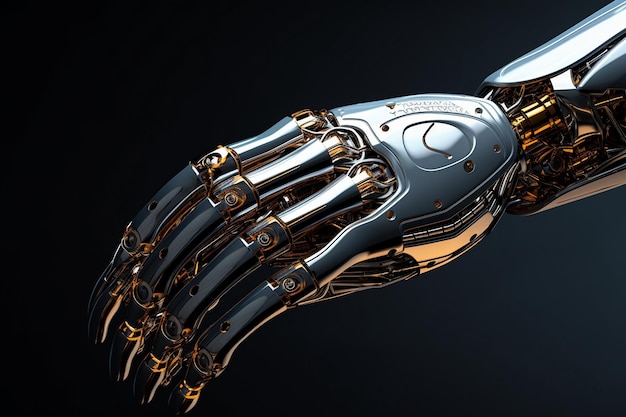 3D Render of a Metallic Robotic Arm