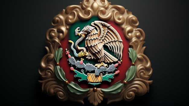 Photo 3d render of mexico emblem