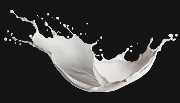 3d render milk spiral splashing liquid wave white splash paint loops curvy jet isolated on bl