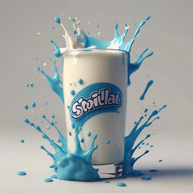 Photo 3d render milk splash background