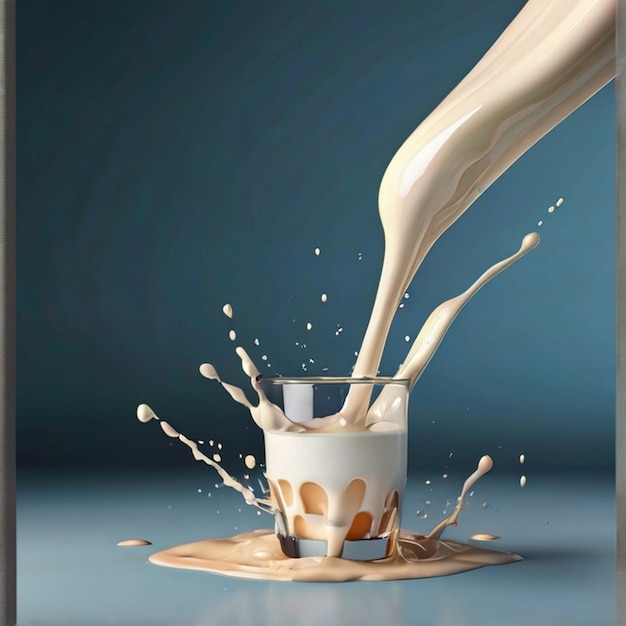 Foto lo sfondo di spruzzo di latte in rendering 3d