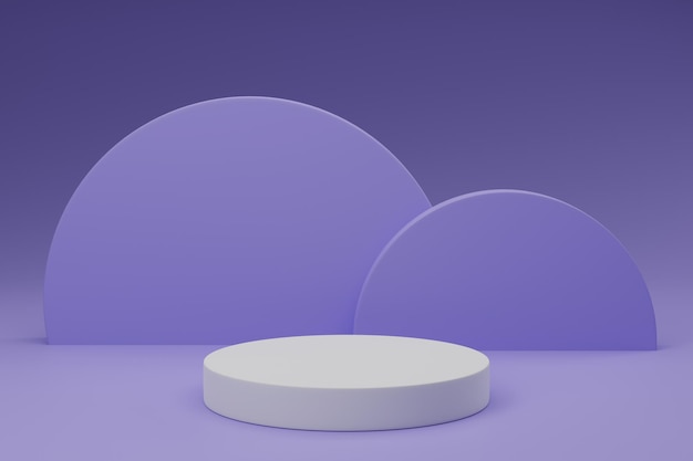 3d render minimal white podium product presentation on purple background