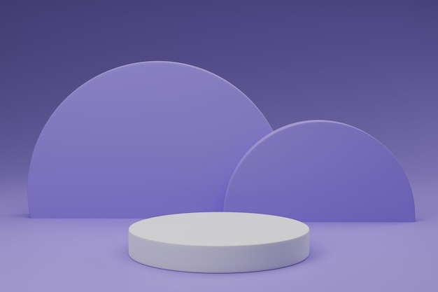 3d render minimale witte podium productpresentatie op paarse achtergrond