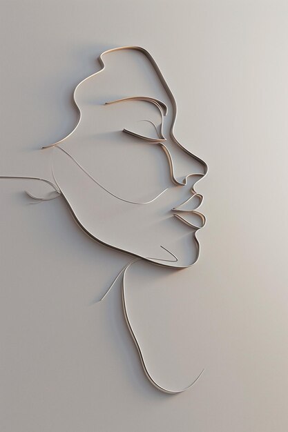 3D render of a minimalist female face made from a single