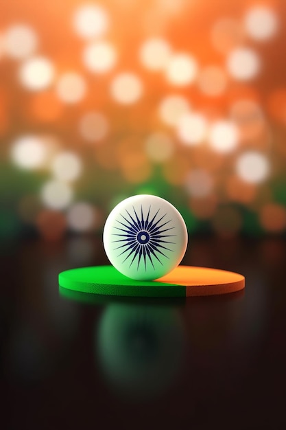 3 D レンダリング ミニマリスト シンボル生成 AI とミニマリストのインドの国旗の背景のボケ味