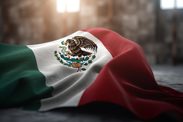 Photo 3d render minimalist mexico flag bokeh background with minimalist symbol generative ai