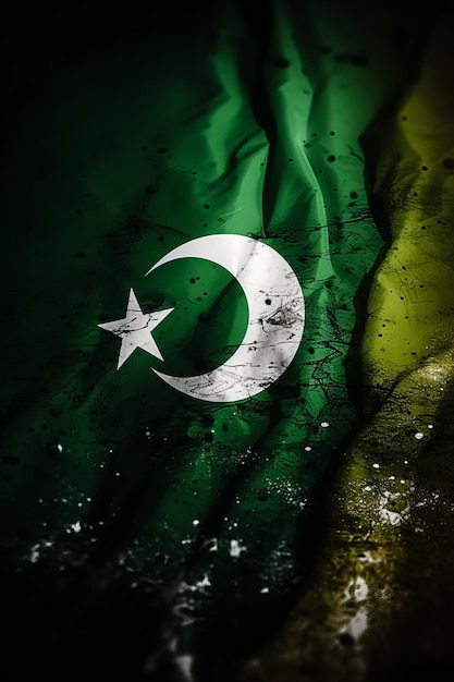 Photo 3d render minimalist pakistan flag bokeh background with islamic symbol generative ai