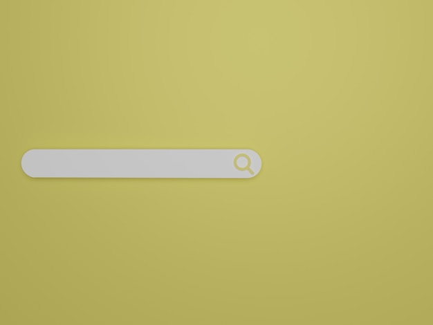 Photo 3d render minimalist search bar in yellow background