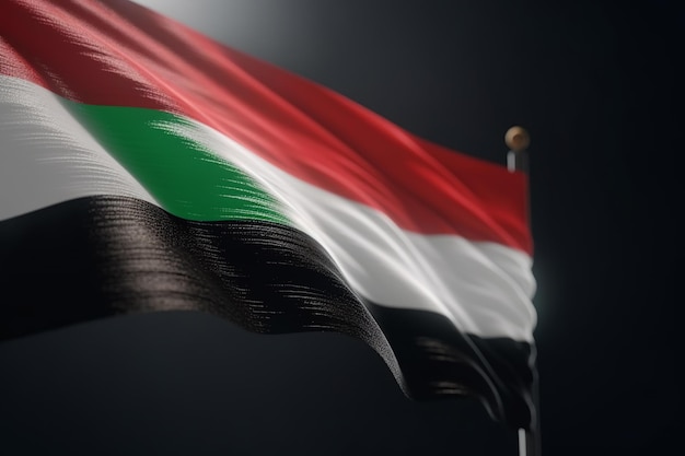 3D визуализация минималистский флаг Объединенных Арабских Эмиратов боке фон с минималистским символом Generative AI
