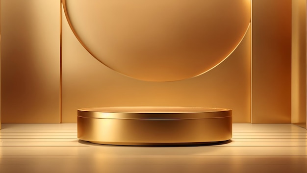 3d render minimalistisch podium goud voor product display 01