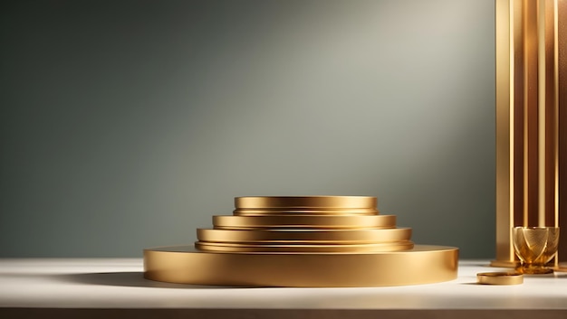 3d render minimalistisch podium goud voor productvertoning 03