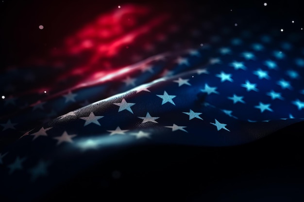 3D Render Minimalistische Amerikaanse vlag bokeh achtergrond met minimalistisch symbool Generatieve AI