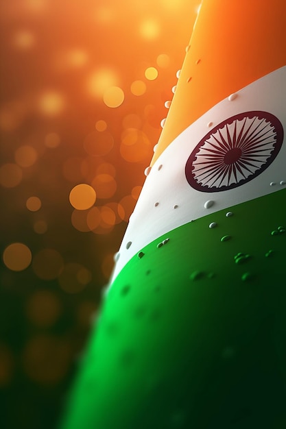 3D Render Minimalistische India vlag bokeh achtergrond met minimalistisch symbool Generatieve AI