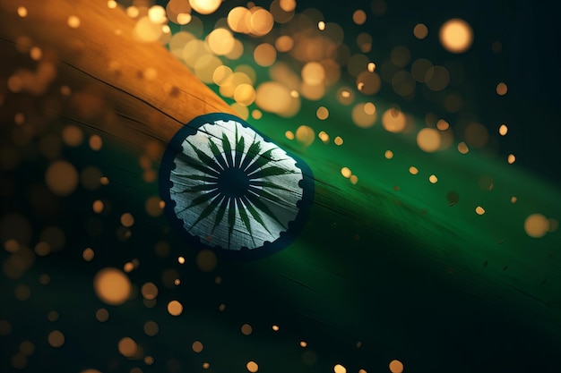 3D Render Minimalistische India vlag bokeh achtergrond met minimalistisch symbool Generatieve AI