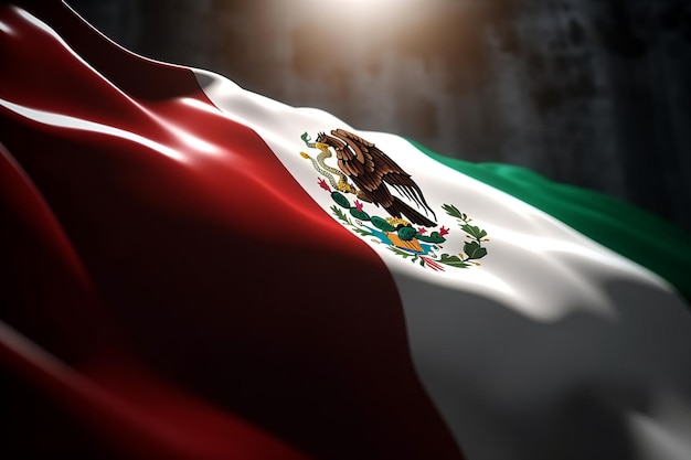 3D Render Minimalistische Mexicaanse vlag bokeh achtergrond met minimalistisch symbool Gener