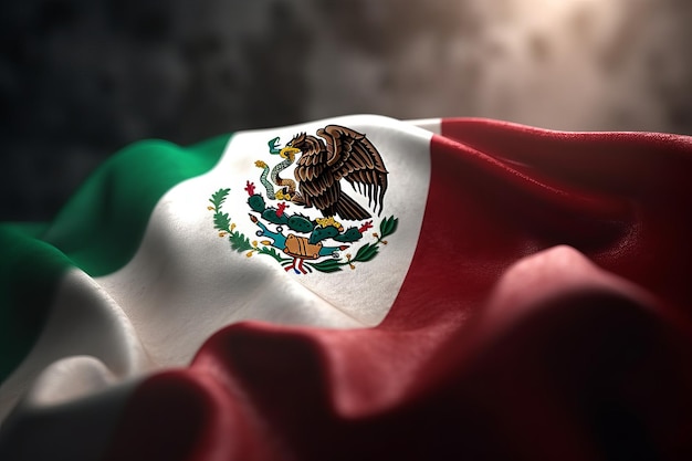 3D Render Minimalistische Mexicaanse vlag bokeh achtergrond met minimalistisch symbool Generatieve AI