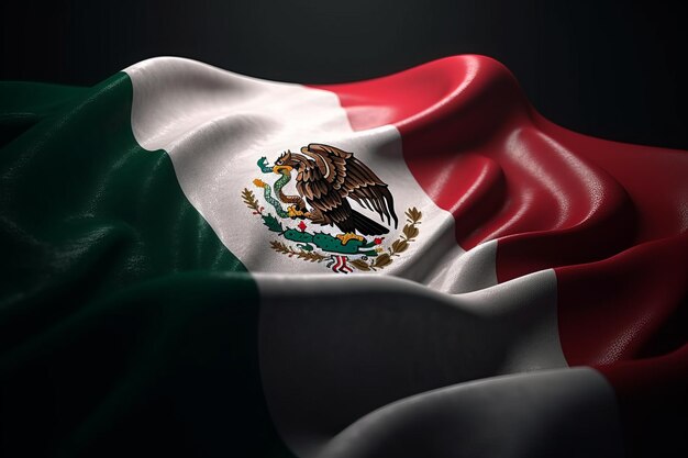 3D Render Minimalistische Mexicaanse vlag bokeh achtergrond met minimalistisch symbool Generatieve AI