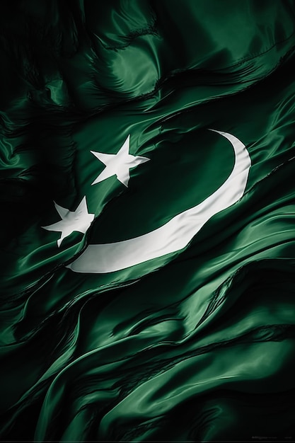 3D Render Minimalistische Pakistaanse vlag bokeh achtergrond met islamitisch symbool generatieve AI