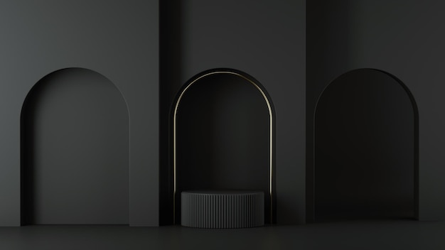 3D render minimalistische zwarte achtergrond