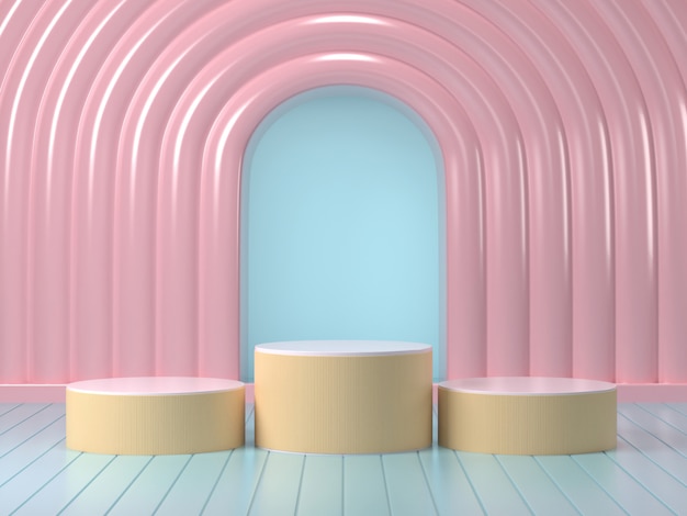 3d render of mock up podium abstract  pastel podium