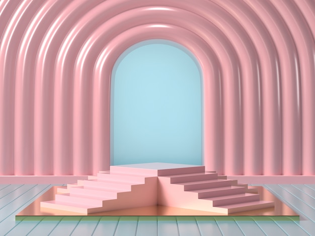 3d render of mock up podium abstract  pastel podium