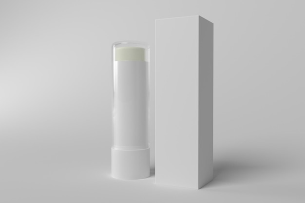 Photo 3d render mockup empty white packing chapstick or lip balm