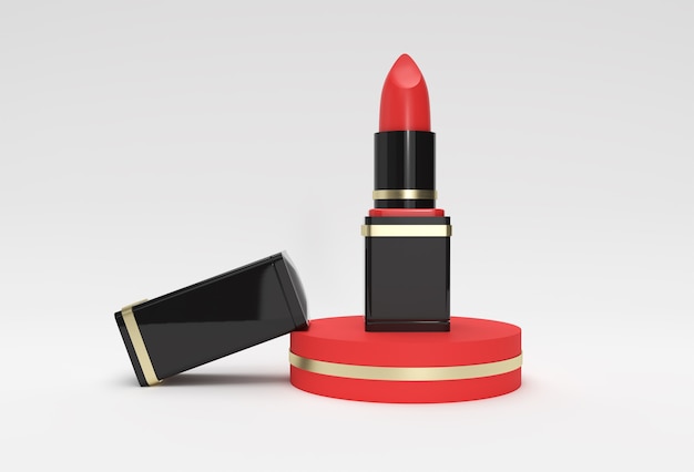 3D Render Mockup of Lipsticks Minimal Podium Scene for Display Products Advertising Design.