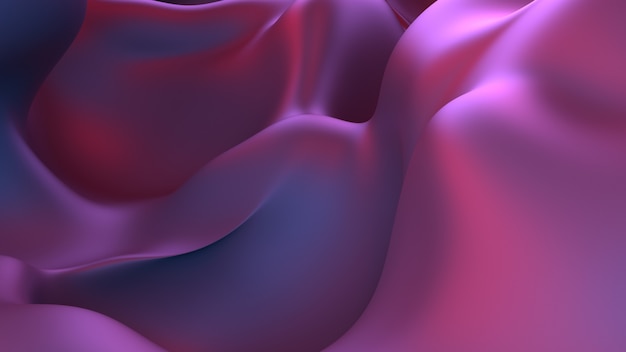 3D визуализация современный абстрактный фон шума жидкости. Деформированная поверхность с плавными бликами и тенями.