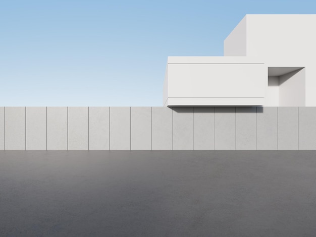 3d render of modern architecture with empty concrete wall and\
floor car presentation background