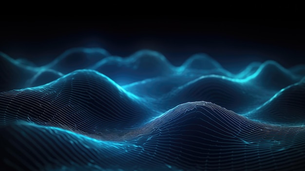 3D render of a modern background with a blue flowing particles wave designGenerative AI AIG21