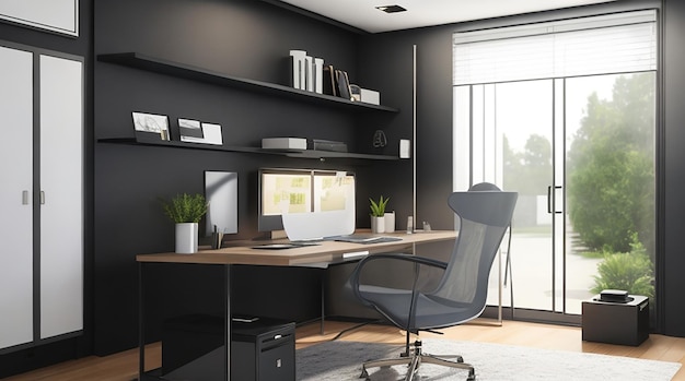 3d render of a modern home office