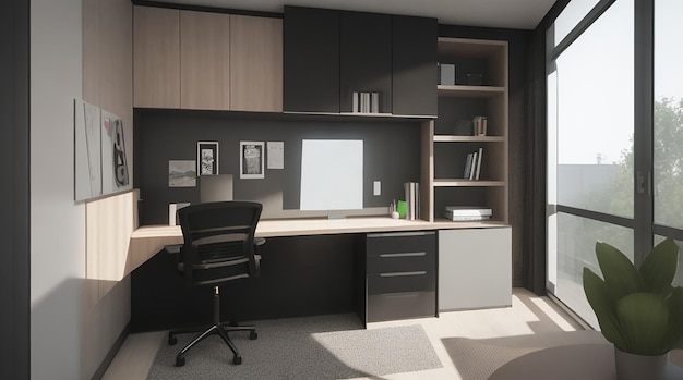 3d render of a modern home office