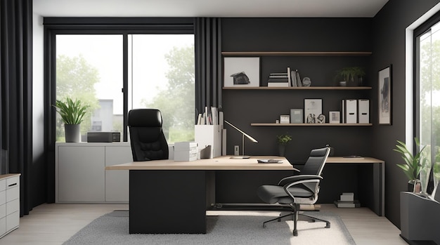 3d render of a modern home office