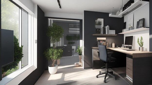 3d render of a modern home office