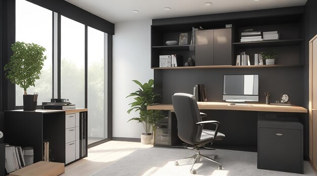 3d render of a modern home office