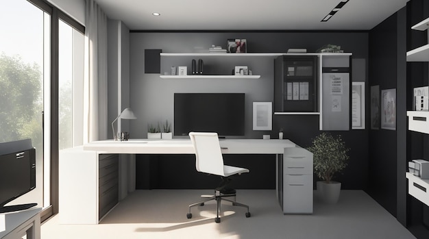 3d render of a modern home office