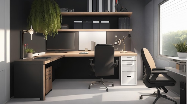 3d render of a modern home office