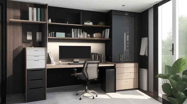 3d render of a modern home office