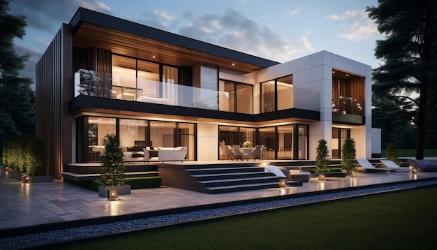 3d render modern house design