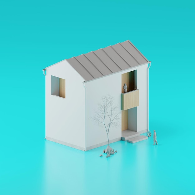 현대 집 부동산 개념의 3d 렌더링