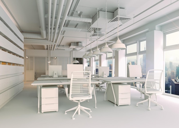 3d render of modern office interior