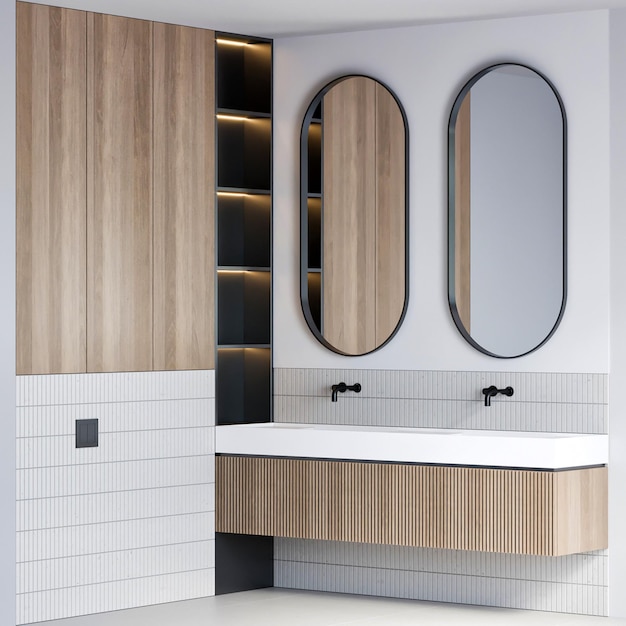 3d render moderne luxe badkamermeubels interieur inspiratie