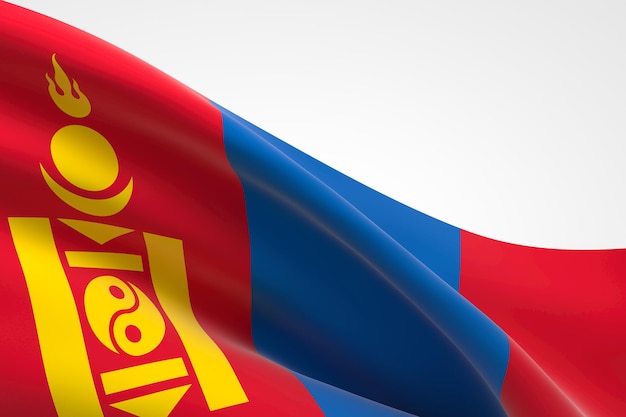 3d render of the Mongolian flag waving.