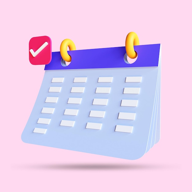 Photo 3d render of monthly calendar assignment icon schedule planning concept