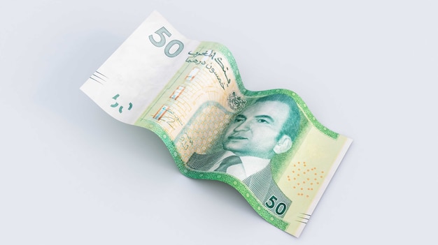 3d render of moroccan 50 Dirhams Banknotes. morocco money 50dh