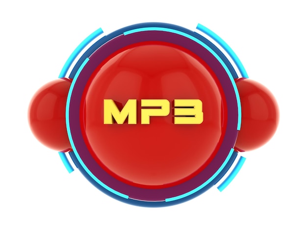 3d render MP3 button icon